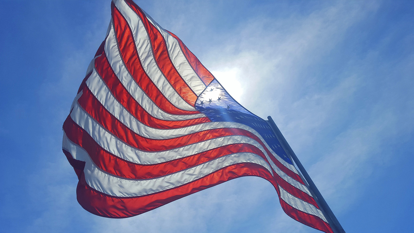 us flag blue sky background